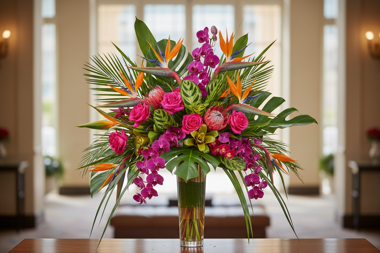 genera un arreglo floral espectacular